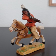 Elastolin Lineol Indianer Reiter mit Gewehr Massefigur Pferd alt original