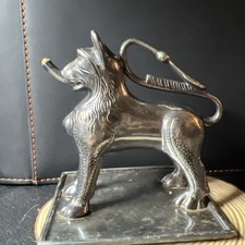 Antique German Silver Lion Figure Aquamanile Oil Table Lamp Perfume 19th Century