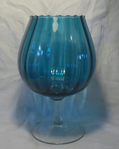 Vintage italienischer Empoli Glas großer Schnaps Kelch geripptes Muster Kunst Studio Ware