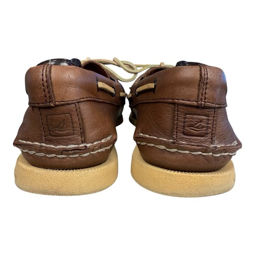 Para hombres Sperry Cuero Marrón Oscuro Top Siders Original 2 Ojos Mocasines Barco Zapatos 8M - Imagen 8 de 16