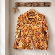 Additions by Chico's 3 Orange Abstract Zebra Print Button Front Jacket L/XL