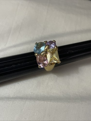 Anillo de cóctel pastel multicolor enchapado en circonita cúbica talla 5 anillo llamativo regalo - Imagen 2 de 7