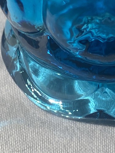 L. E. Smith Aqua Blue Glass Moon And Stars Toothpick Holder (BOX 18) - Picture 4 of 11