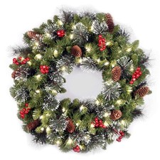 National Tree Company 24in Pre-Lit Artificial Christmas Wreath, Green, Crestwood