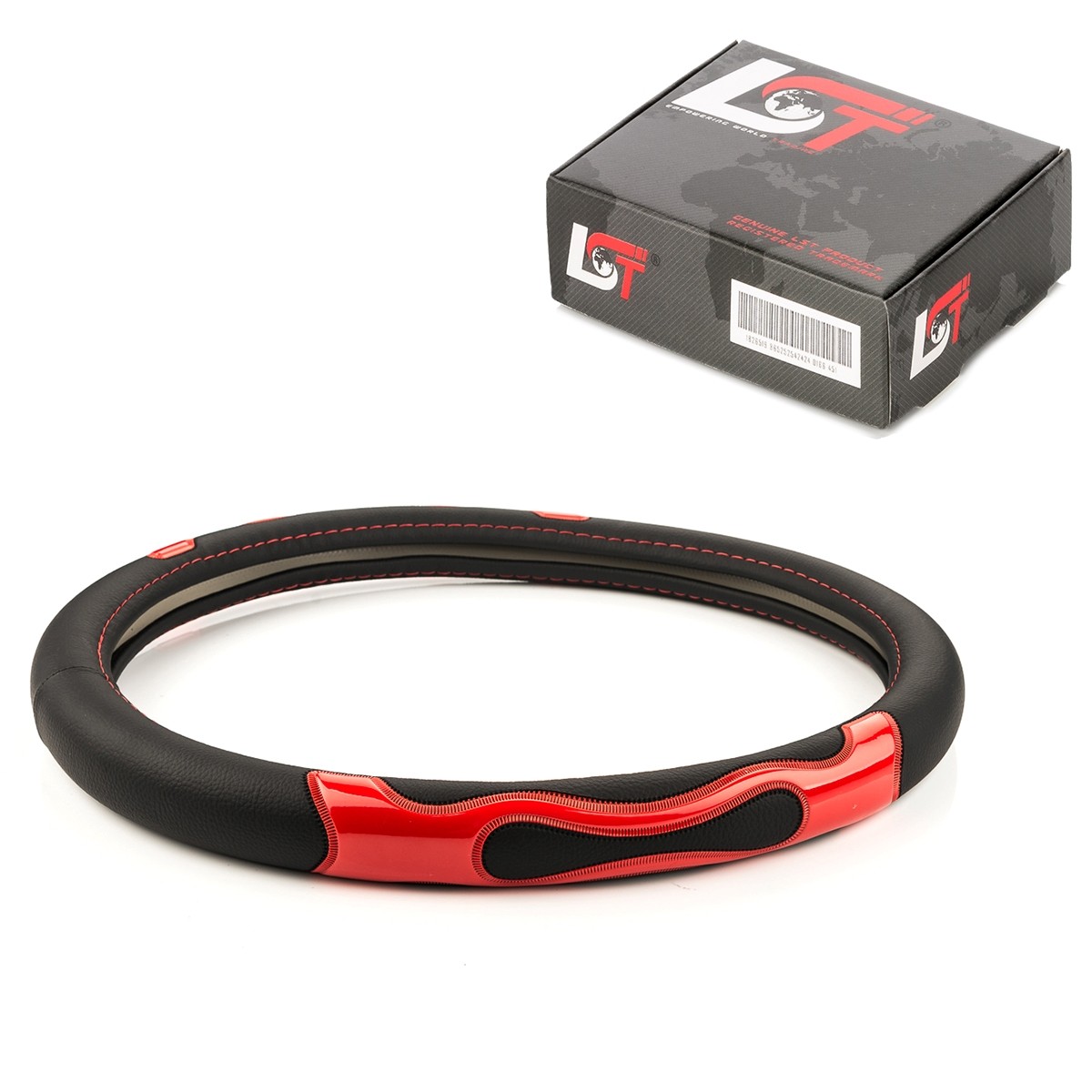 Steering Wheel Cover Ø 38x9 CM 15x3, 5 Inch Black Red for Chrysler