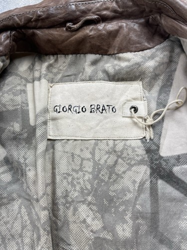 Chaqueta de Cuero Giorgio Brato Avant Garde Marrón Envejecido Hecha en Italia Hecha a Mano - Imagen 11 de 17