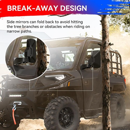 Ranger Side Rear View Mirrors Full-Door Mounted, UTV Side Mirrors for Polaris - Picture 4 of 7