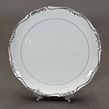 Empress China Regent Platinum Scrolls Round Serving Platter Chop Plate 12 1/4"