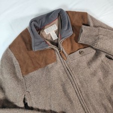 Duluth Trading Shetland Wool Sweater Mens M Pockets Full Zip Windproof Jacket