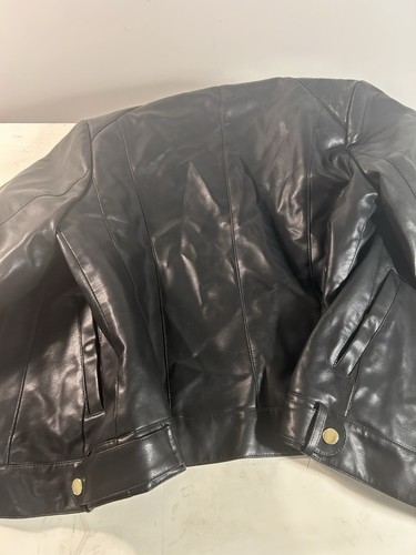 Cole Haan Women's Black Faux Leather Moto Jacket Size M - Zip Button - Picture 9 of 11