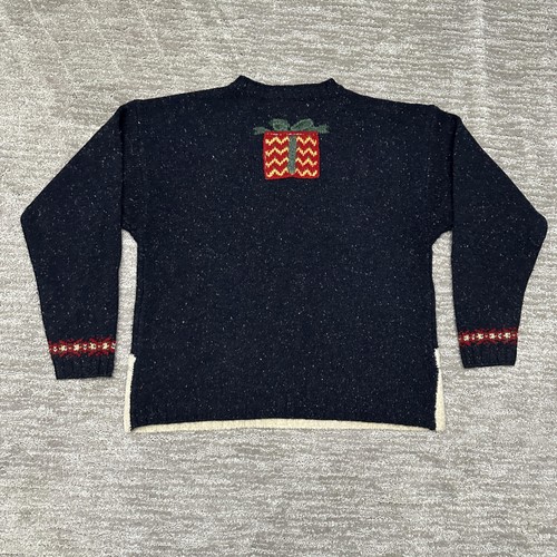 Suéter Vintage Talbots Mujer Petite XS Azul Marino Lana Santa Feo Navidad Años 90 - Imagen 6 de 10