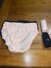 Lot of 4 Hanes 100 Cotton Hi-Cut Panties - 2 Pink 2 Black Size 10/3XL - New