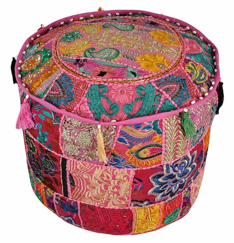 Handmade Traditional Decorative Floral Ottoman Pouffe Footstool Chair Cover - Picture 2 of 6