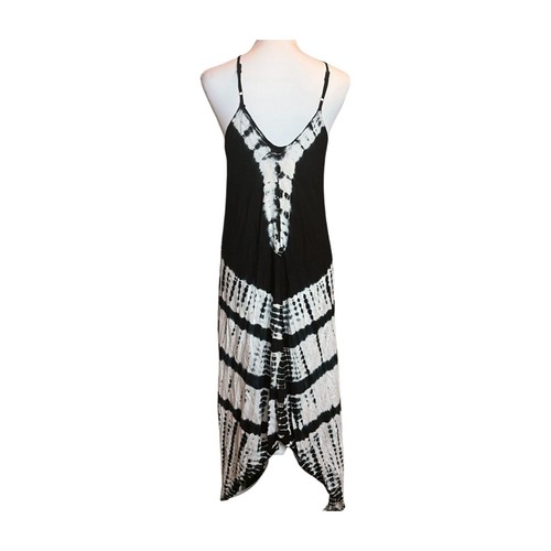 Raviya Tie Dye Boho Maxi Dress XL Beachy Handkerchief Hem Cover Up Flowy cruise - Afbeelding 4 van 7