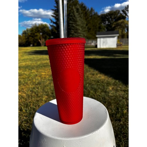 Vaso rojo Starbucks con tachuelas 24 oz Venti vaso frío con pajita - Imagen 1 de 5