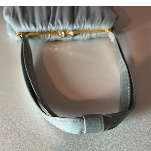 Vintage Chiffon Sky Blue Evening Bag with Crystal Kiss-lock Closure w Coin Purse - Bild 3 von 8
