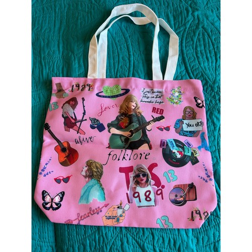 NEW Taylor Swift Cartoon Tote Bag 15 X 14 Canvas Double Sided Top Handles - Picture 2 of 3