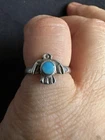 Vintage Tested Sterling Silver Turquoise Eagle Small   Ring -UK Size F
