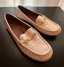 Coach White/Cream Leather Loafers With Gold-Toned Horsebit Hardware Size 6.5