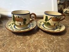 Torquay Watcombe Pottery England Devon Motto Ware Teacup And Saucer Vintage