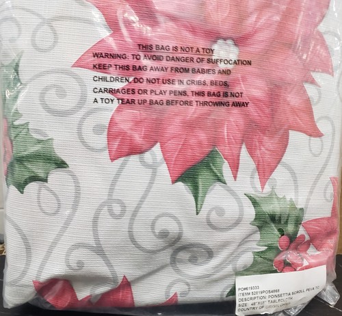 Peva Vinyl passende weiche Flanell Tischdecke, 48"x68" oval, rote Ponisettien Blumen - Bild 11 von 12