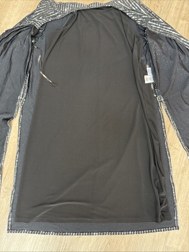 Anne Klein Black Metallic Knit Overlay Dress Medium Sparkle Formal One Piece - Bild 22 von 23