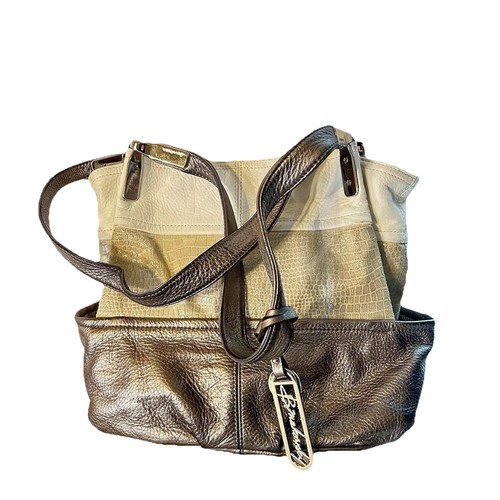 Bolso Hobo de cuero con bloques de colores B Makowsky para mujer bolsillos laterales con doble correa - Imagen 1 de 23