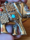 Vintae Miniature Indian Brass Elephant Figurine,with Multi-colored stones — photo 10