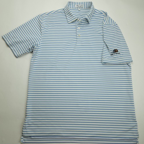 Large Peter Millar Summer Comfort Striped Golf Polo Shirt Point O Woods - Picture 2 of 6