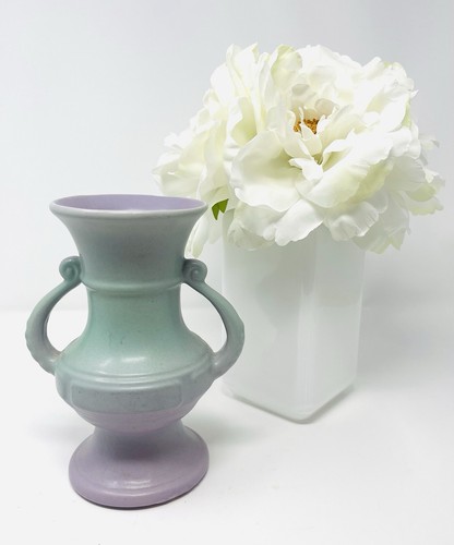 Vintage 7” RUMRILL 1930’s Pottery Vase - Style #368/Finish #10, Green & Lilac