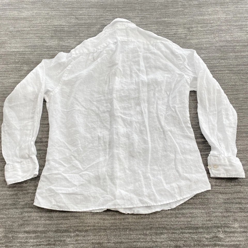 Charles Tyrwhitt Shirt Mens Large White Slim Fit 100% Linen Button Front - Image 2 of 4