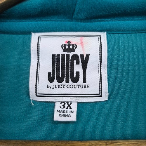 Juicy Couture Verde Azulado Terciopelo Sudadera con Capucha Cremallera Chaqueta Estrás Logo Mujer Plus 3X - Imagen 8 de 12