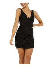 QUIZ Womens Black Lined Sleeveless Mini Cocktail Body Con Dress 2