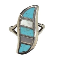Silver Turquoise and Mother of Pearl Ring