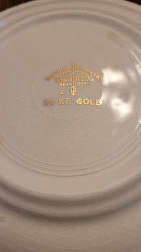 Vintage The Harker Pottery Co. 22 KT. Gold Dessert Plates, Set of 2 - Picture 12 of 14