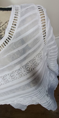 Mint velvet floral lace trim bell sleeve cut out ladder smock top womens size 14 - Picture 6 of 11