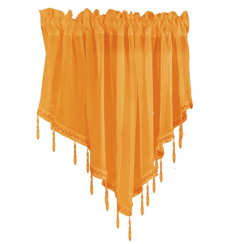 Tulle for Triangle Valance with Crystal Beads Sheer Panel Rod Pocket Window Curt - Picture 3 of 10