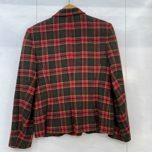 Vintage Chaus Damen Wolle kariert Reißverschluss vorne Jacke rot grün Tartan gefüttert Größe 12 LESEN - Bild 7 von 12