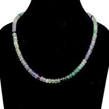 Natural Multi Fluorite Necklace 6-7mm Colorful Cabochon Untreated Beads 18 Inch