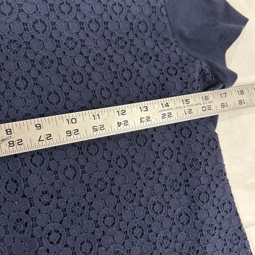 Ralph Lauren Womens Top Sz PM Lace Front Navy Classic Workwear Casual Preppy - Picture 5 of 8