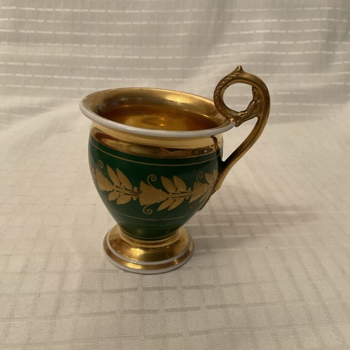 Antike Französische Porzellan Tasse. Um 1860 ~ Grün & Gold - Bild 11 von 12