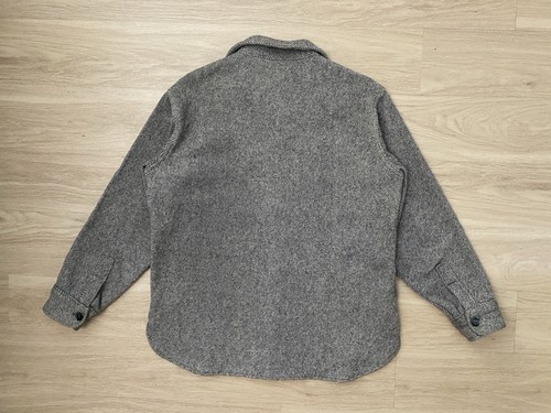 VTG Woolrich Shirt Jacket Men's Large Grey Twill Mackinaw Shacket Jacket USA - Picture 2 of 11