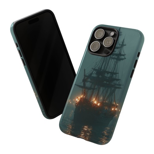 Phone-Ink iPhone, Pixel, Samsung Galaxy Case - Ghostly Pirate Ship Foggy Sea - Picture 35 of 239