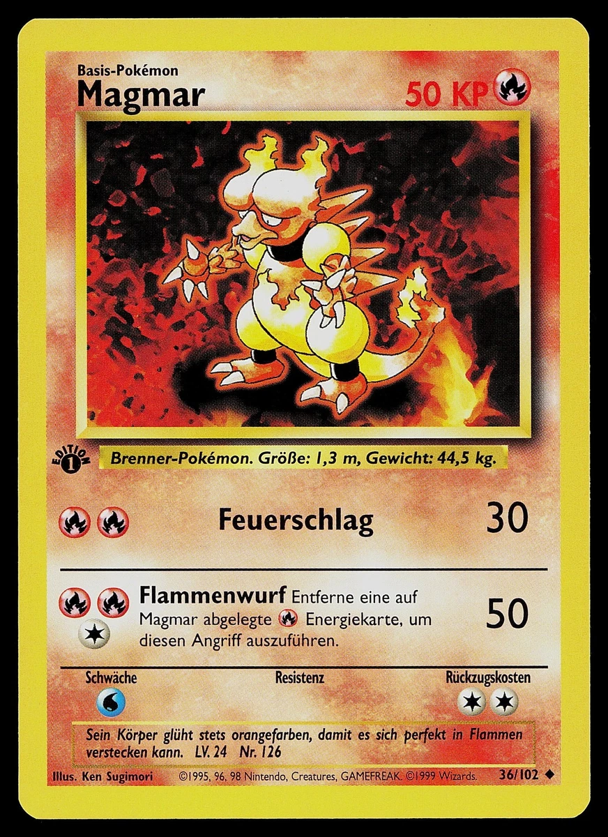 Pokemon Card - Magmar GERMAN Base Set 36/102 Uncommon 1st Edition