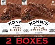 Nonni's Bakery Triple Chocolate Biscotti Real Milk Chocolate 6.88 oz Box 2 PACK