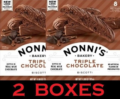 Nonni's Bakery Triple Chocolate Biscotti Real Milk Chocolate 6.88 oz Box  2 PACK