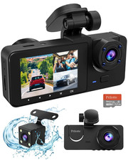 Dash Cam for Car, 1080P 3 Channel Front  Rear inside Dash Camera, Super Night V
