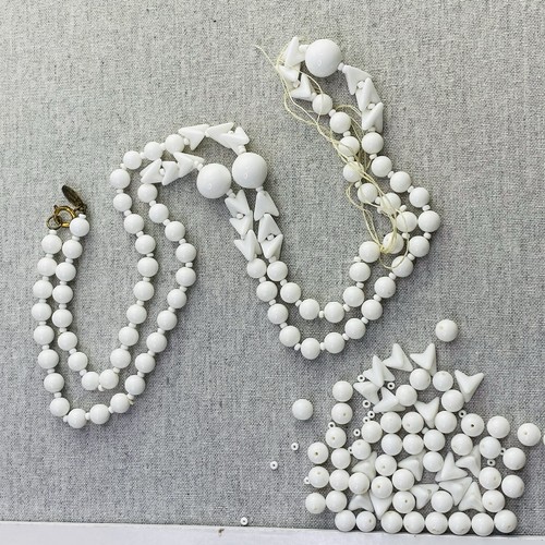 Vintage Miriam Haskell gebrochene Halskette Teile weißes Glas Redesign Reparatur Handwerk - Bild 11 von 12