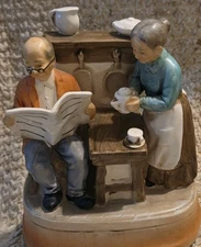 Price Import Sankyo Japan Porcelain old man & woman/ grandma & grandpa music...
