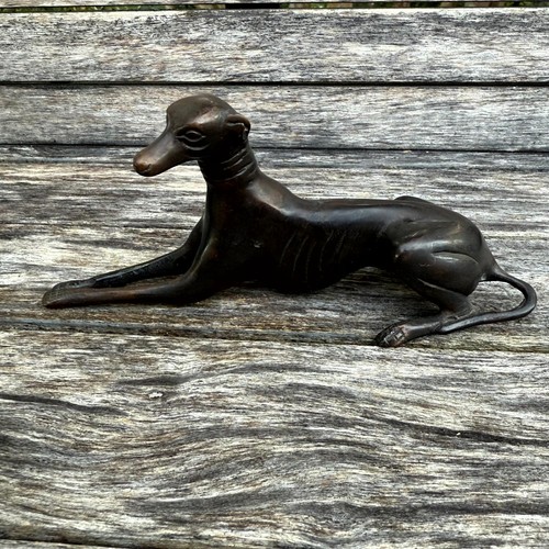 Vintage Set of 2 Greyhound Whippet Dogs Sculpture Bronze Metal Figurines MCM - Picture 4 of 10